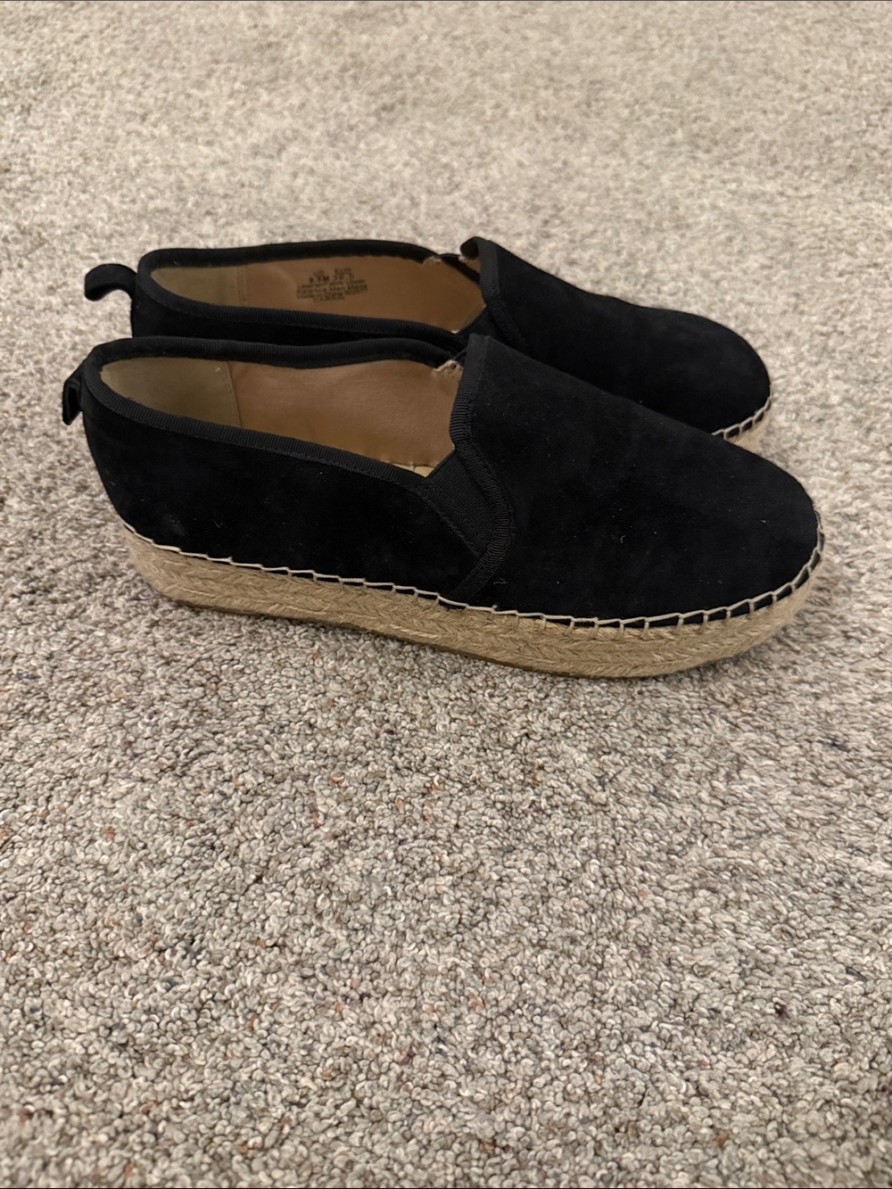 Sam Edelman Carrin black suede leather slip-on deck espadrilles size 10M